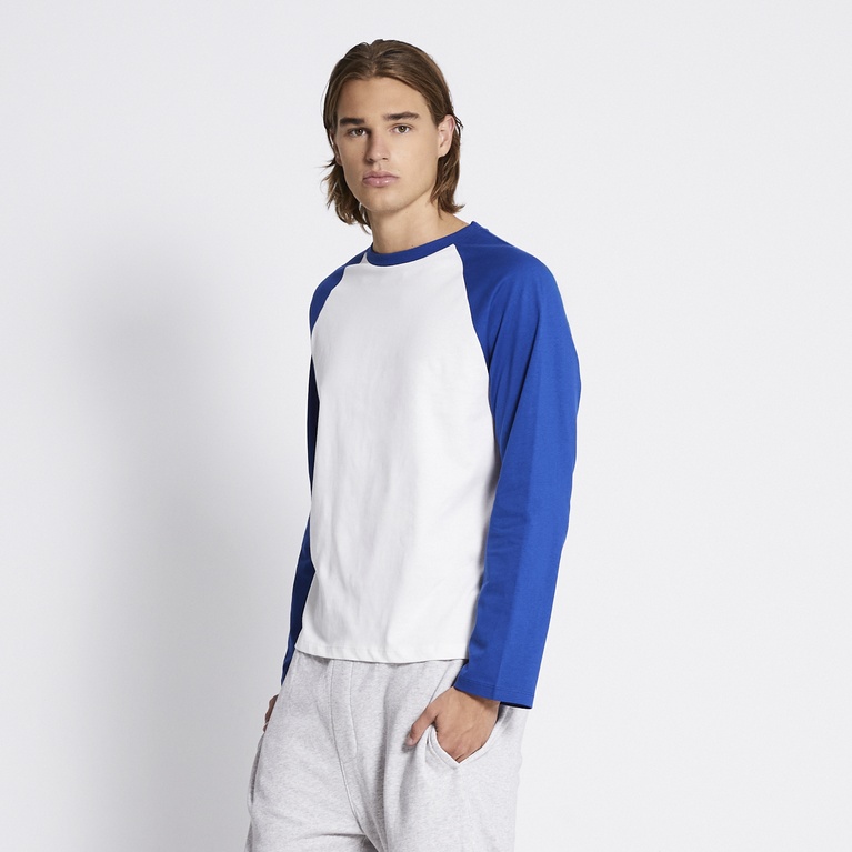 Long sleeve baseball tee "Franklin" Blue